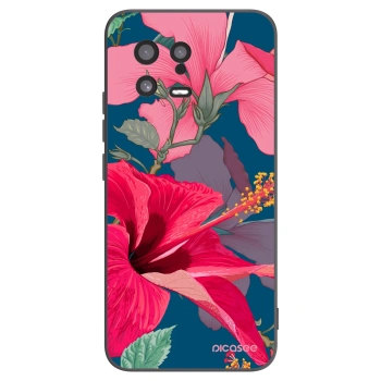 Picasee silikonowe czarne etui na Xiaomi 13 - Hibiscus