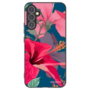 Picasee silikonowe czarne etui na Samsung Galaxy A34 5G A346B - Hibiscus