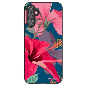 Picasee silikonowe czarne etui na Samsung Galaxy A14 5G A146P - Hibiscus