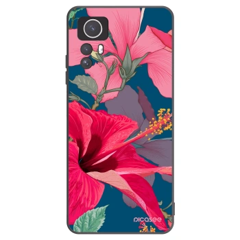 Picasee silikonowe czarne etui na Xiaomi Redmi Note 12S - Hibiscus