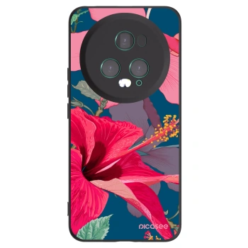 Picasee silikonowe czarne etui na Honor Magic5 Pro - Hibiscus