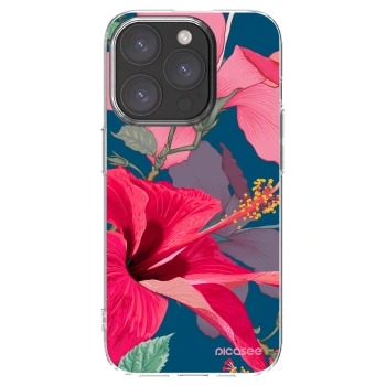 Picasee silikonowe przeźroczyste etui na Apple iPhone 15 Pro - Hibiscus
