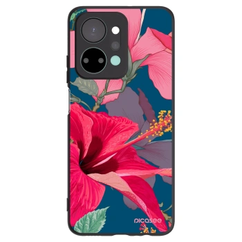 Picasee silikonowe czarne etui na Honor X7a - Hibiscus