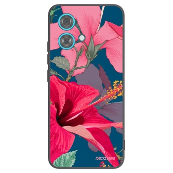 Picasee silikonowe czarne etui na Motorola Edge 40 Neo - Hibiscus