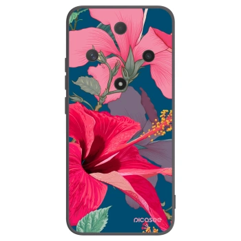 Picasee silikonowe czarne etui na Honor Magic6 Lite 5G - Hibiscus