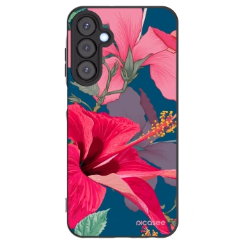 Picasee silikonowe czarne etui na Samsung Galaxy A25 A256B 5G - Hibiscus