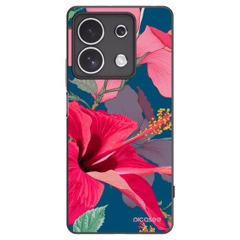 Picasee silikonowe czarne etui na Xiaomi Redmi Note 13 4G - Hibiscus