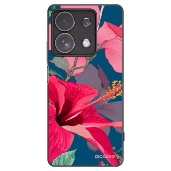 Picasee silikonowe czarne etui na Xiaomi Redmi Note 13 Pro 4G - Hibiscus