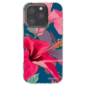 Picasee silikonowe przeźroczyste etui na Apple iPhone 16 Pro - Hibiscus