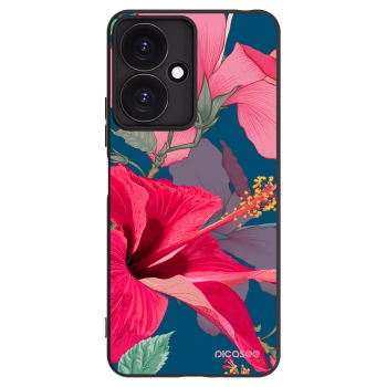 Picasee silikonowe czarne etui na Xiaomi Redmi 13C 5G - Hibiscus