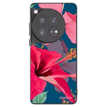 Picasee silikonowe czarne etui na OnePlus 12 5G - Hibiscus