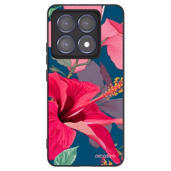 Picasee silikonowe czarne etui na Xiaomi 14T Pro - Hibiscus