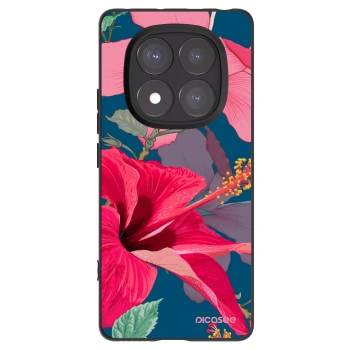 Picasee silikonowe czarne etui na Xiaomi Redmi Note 14 Pro+ 5G - Hibiscus