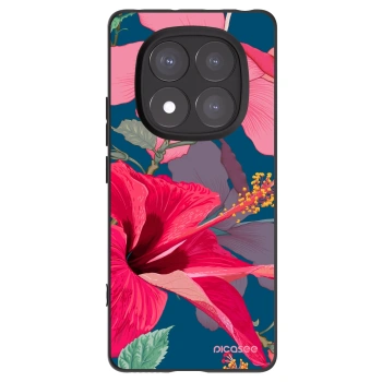 Picasee silikonowe czarne etui na Xiaomi Redmi Note 14 Pro 5G - Hibiscus