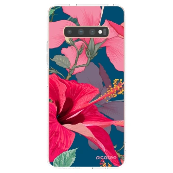 Picasee silikonowe przeźroczyste etui na Samsung Galaxy S10 Plus G975 - Hibiscus