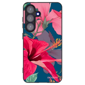 Picasee silikonowe czarne etui na Samsung Galaxy S25 5G - Hibiscus