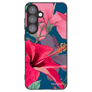 Picasee silikonowe czarne etui na Samsung Galaxy S25+ 5G - Hibiscus