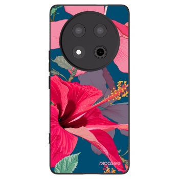 Picasee silikonowe czarne etui na Honor Magic7 Lite 5G - Hibiscus