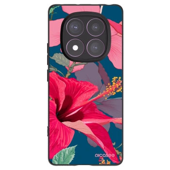 Picasee silikonowe czarne etui na Xiaomi Redmi Note 14 Pro 4G - Hibiscus
