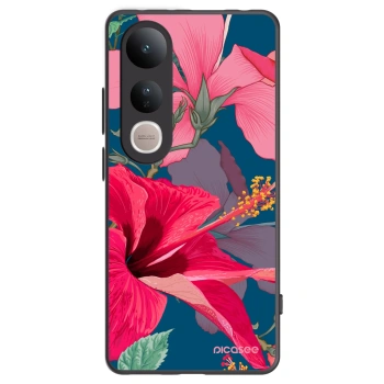 Picasee silikonowe czarne etui na Vivo V50 Lite 5G - Hibiscus
