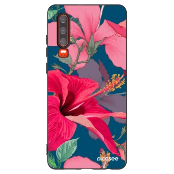 Picasee silikonowe czarne etui na Huawei P30 - Hibiscus