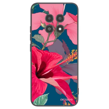 Picasee silikonowe czarne etui na Realme 12X - Hibiscus