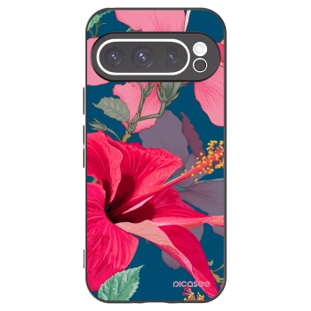 Picasee silikonowe czarne etui na Google Pixel 9 Pro XL - Hibiscus