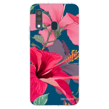 Picasee silikonowe przeźroczyste etui na Samsung Galaxy A40 A405F - Hibiscus