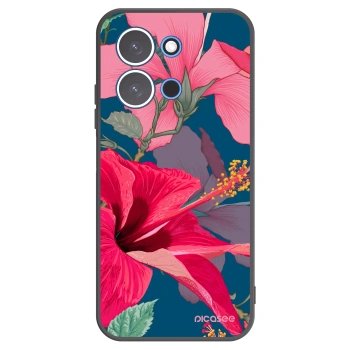 Picasee silikonowe czarne etui na Xiaomi Redmi 15C 4G - Hibiscus