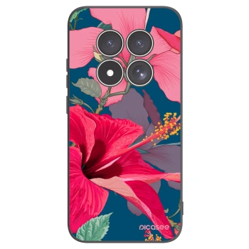 Picasee silikonowe czarne etui na Xiaomi Redmi Note 15 Pro 4G - Hibiscus