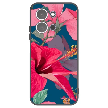 Picasee silikonowe czarne etui na Xiaomi Redmi 15C 5G - Hibiscus