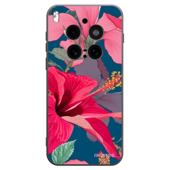Picasee silikonowe czarne etui na Vivo X300 Pro - Hibiscus