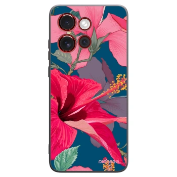 Picasee silikonowe czarne etui na Motorola Edge 60 Neo 5G - Hibiscus