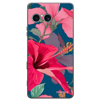 Picasee silikonowe czarne etui na Sony Xperia 10 VII - Hibiscus