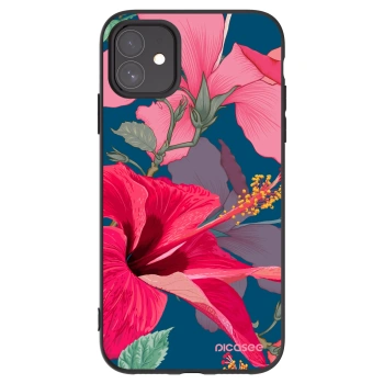 Picasee silikonowe czarne etui na Apple iPhone 11 - Hibiscus
