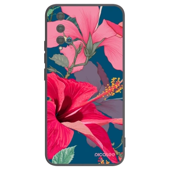 Picasee silikonowe czarne etui na Huawei Nova 5T - Hibiscus
