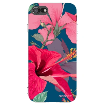 Picasee silikonowe przeźroczyste etui na Apple iPhone SE 2020 - Hibiscus