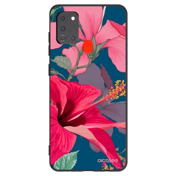 Picasee silikonowe czarne etui na Samsung Galaxy A21s - Hibiscus