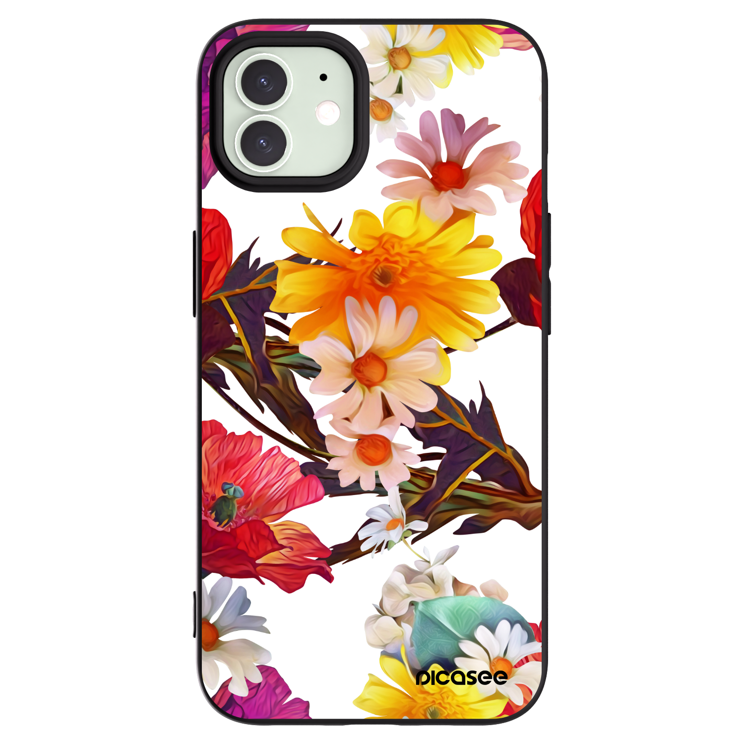 Picasee silikonowe czarne etui na Apple iPhone 12 - Meadow