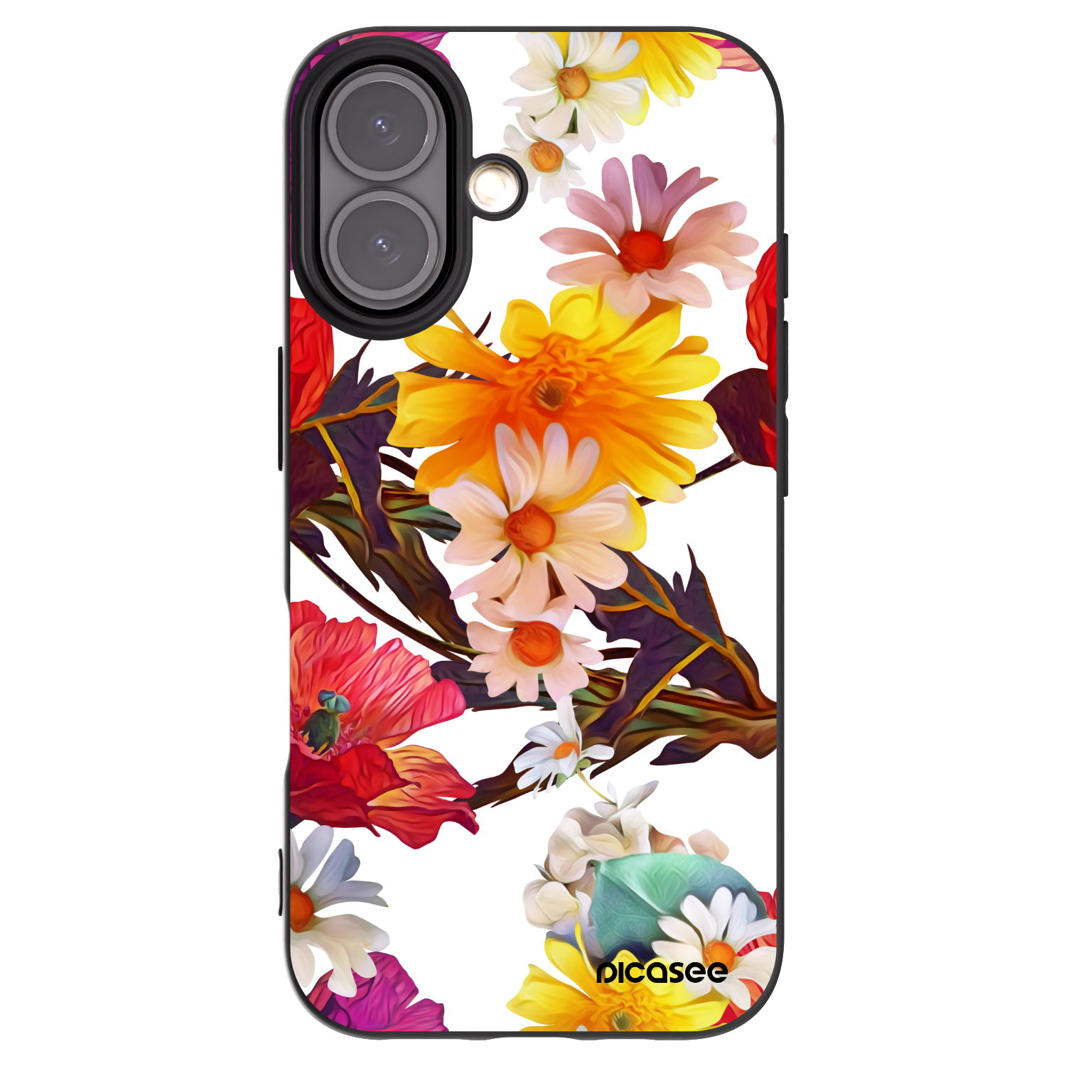 Picasee silikonowe czarne etui na Apple iPhone 16 - Meadow
