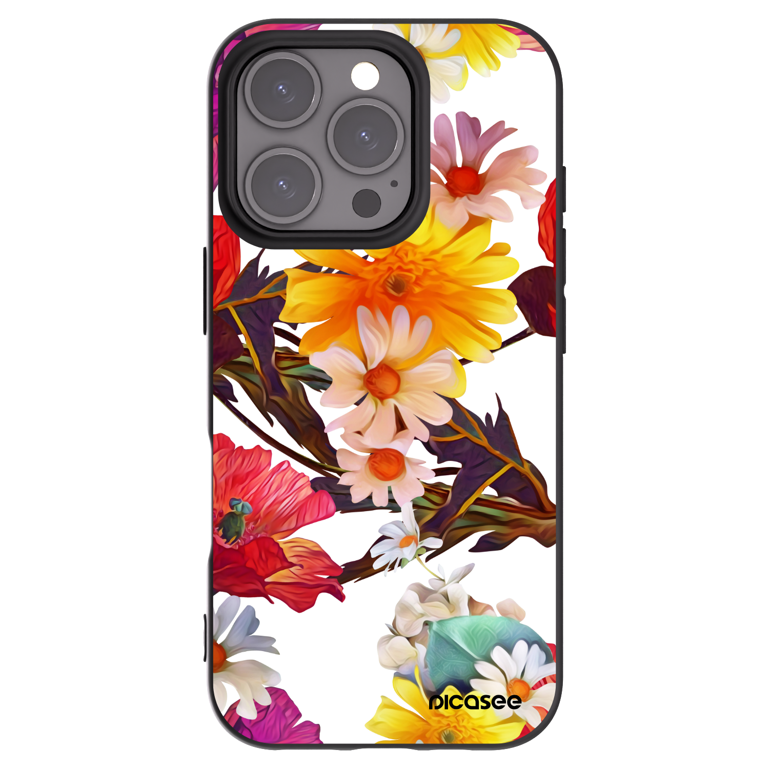 Picasee silikonowe czarne etui na Apple iPhone 16 Pro - Meadow