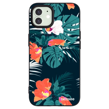 Picasee silikonowe czarne etui na Apple iPhone 12 - Monstera Color