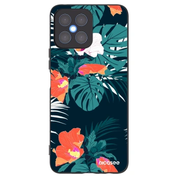 Picasee silikonowe czarne etui na Honor X8 4G - Monstera Color