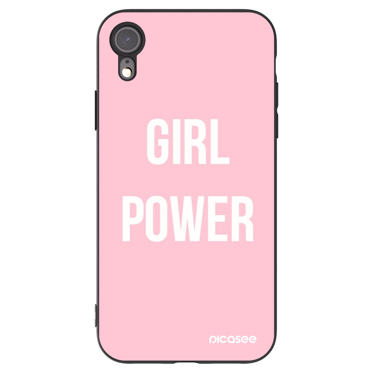 Picasee silikonowe czarne etui na Apple iPhone XR - Girl power