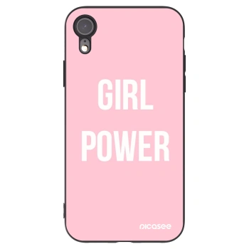 Picasee silikonowe czarne etui na Apple iPhone XR - Girl power