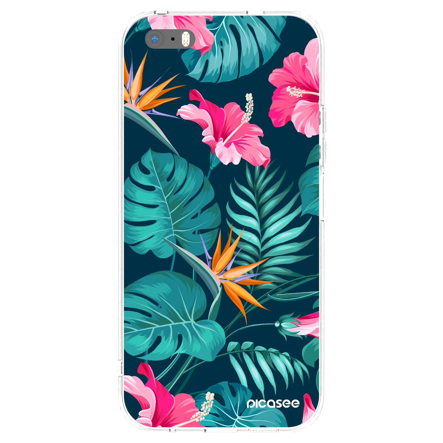 Picasee silikonowe przeźroczyste etui na Apple iPhone 5/5S/SE - Pink Monstera