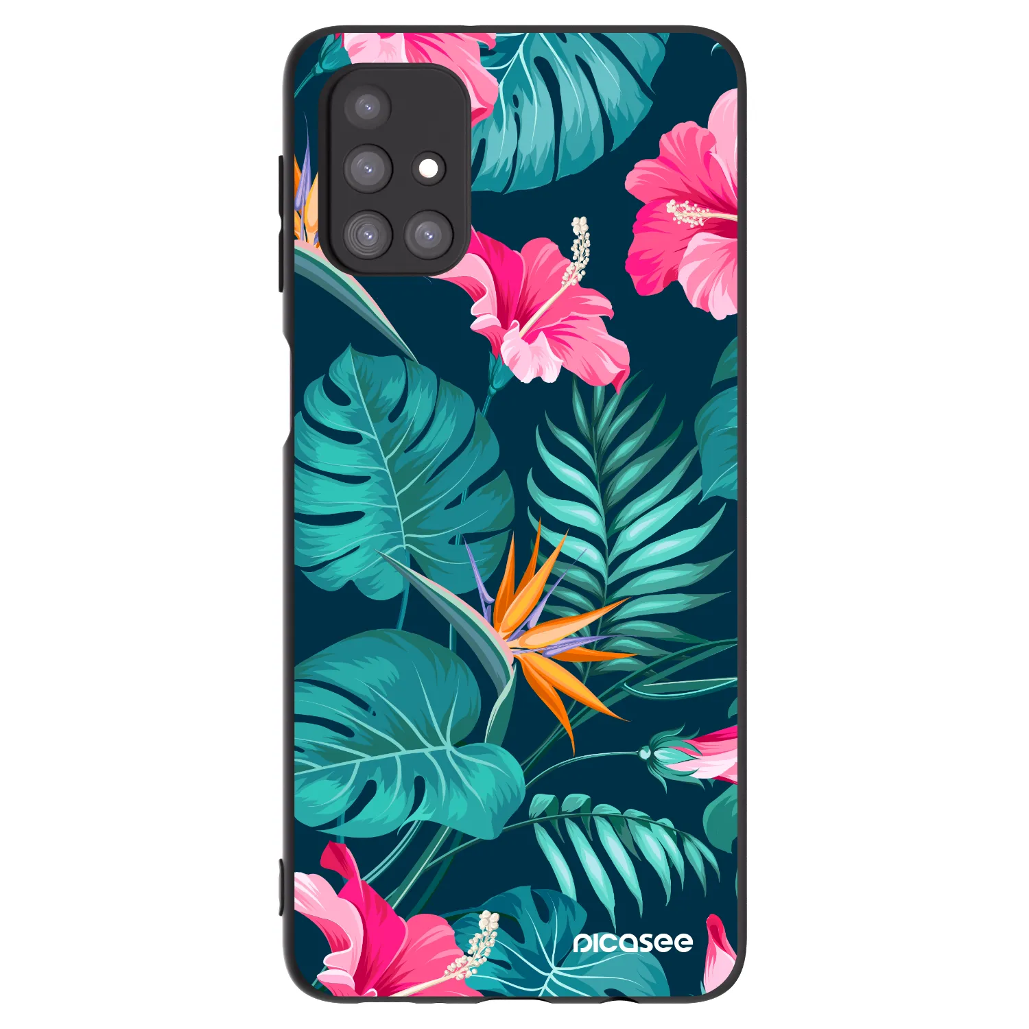 Picasee silikonowe czarne etui na Samsung Galaxy M31s - Pink Monstera