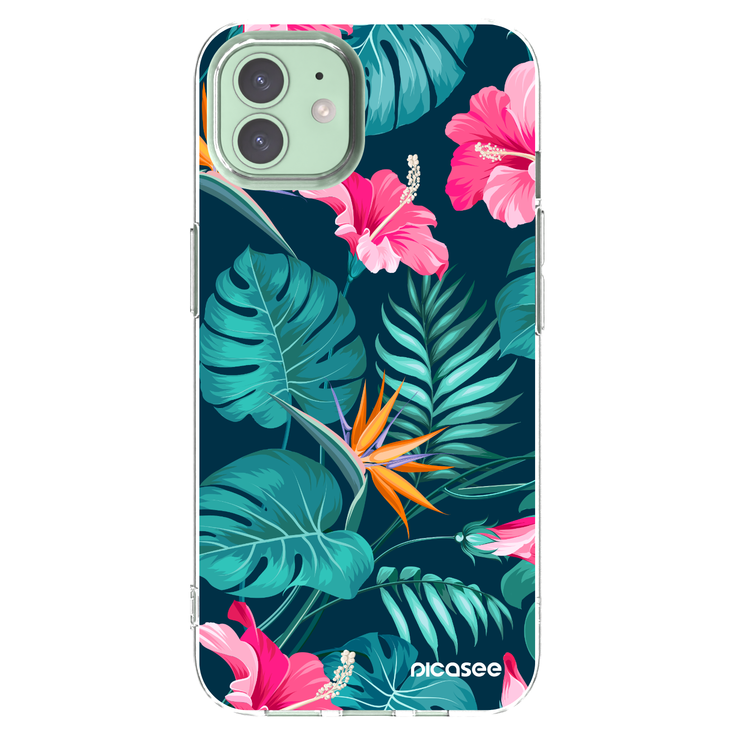Picasee silikonowe przeźroczyste etui na Apple iPhone 12 - Pink Monstera