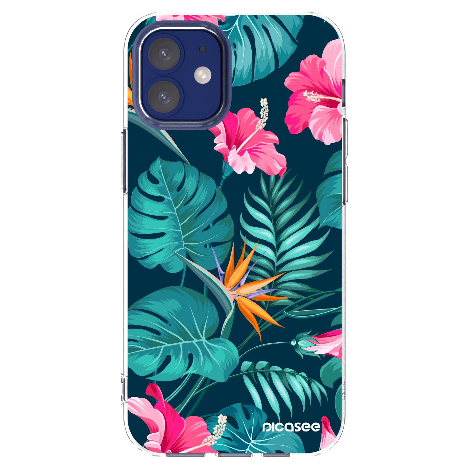 Picasee silikonowe przeźroczyste etui na Apple iPhone 12 mini - Pink Monstera