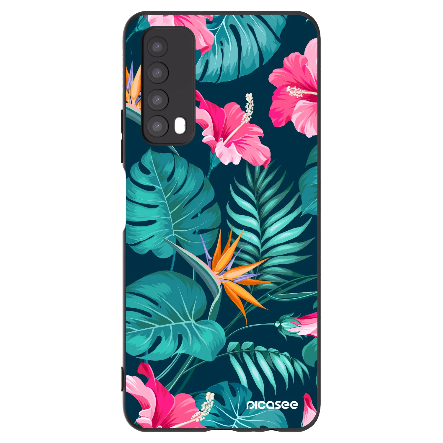 Picasee silikonowe czarne etui na Huawei P Smart 2021 - Pink Monstera